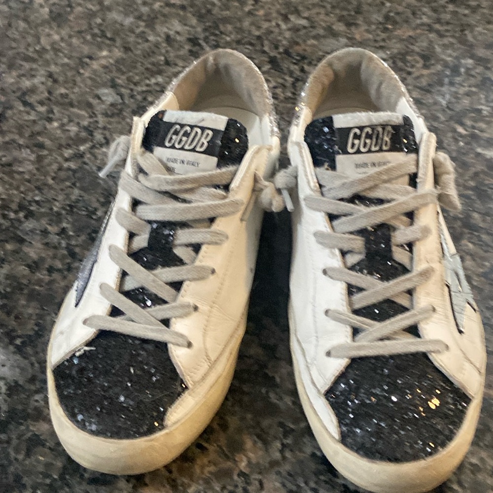 Golden Goose sneakers Black, white silver sparkles size 7M